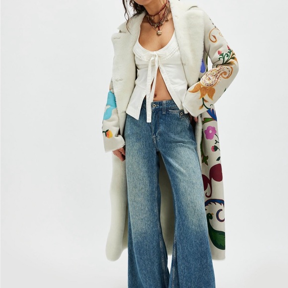 Free People Nigel Preston Colorful Floral Long Coat - Picture 9 of 10